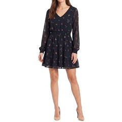 Hollister Ditsy Floral black pink Long Sleeve mini Dress size S boho cottagecore