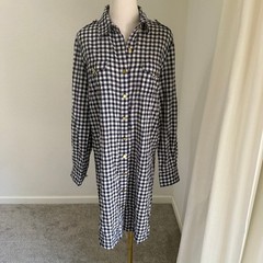 Tory Burch Gingham Shirt Dress Sz 8 Cotton Classic Preppy Designer Polished Chic