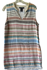 Chelsea & Theodore Dress Womens 8 Striped Fringe Trim Sleeveless Cotton Boho