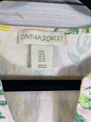 Cynthia Rowley Dress Womens 6 Multicolor Lemon Print Shift V Neck Sleeveless
