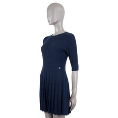 68016 auth CHANEL navy blue alpaca 2018 18B TEXTURED KNIT Dress 36 XS