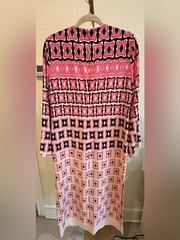 Zara Pink Geometric Print Midi Dress NWOT Retro Mod Long Sleeve Size L
