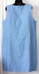 TALBOTS WOMAN Slvlss Blue Lin/Ctn Split Neck Drs 54 In Chst 30 In Lng Sz 14W EXC