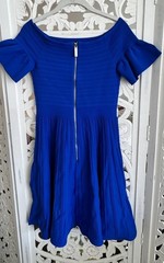 Ted Baker Criptum Off Shoulder Frill Knit Skater Dress, Blue, Size 2 (US 6)
