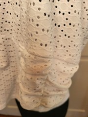 NWOT Perceptions Tan White Eyelet Jacket Tank Dress Set L Coastal Teacher Modest