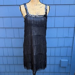 Source Unknown Black Fringe Dress 20’s flapper cocktail 🍸