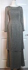 Stephen Yearick Taupe Grey 100% Silk Hand-Beaded Full Length Gown Size 8 Ex Cond