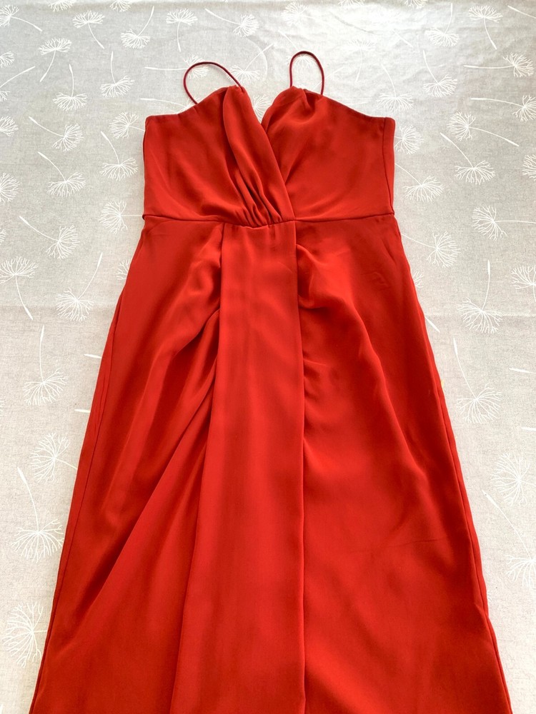 NEW Full Length Strappy Red/Rust Evening Dress by Virgos Lounge, Size 8, BNWT