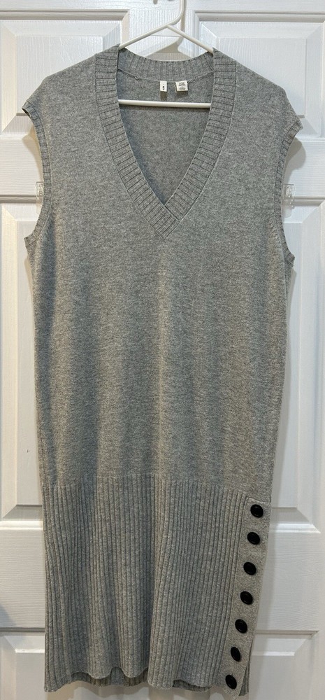 Anthropologie Moth Wool Angora Blended Sweater Dress Sleeveless Gray Casual Sz L