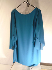 Boho Dress Size Womens Large split Bell 3/4 Sleeves Zip back Green AB studio