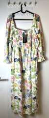 NEW LOOK – MATERNITY FLORAL PUFF SLEEVE DRESS – SIZE 20 – CREAM / MULTICOLOURED