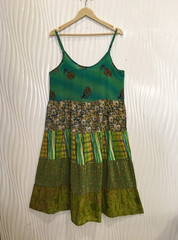 Silk Patchwork, summer Boho dresses woman clothing , short beach wear PWD1009