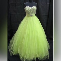 NEW Morilee Ball Gown Formal Dress Prom Pageant Quinceañera Lime Green #91021