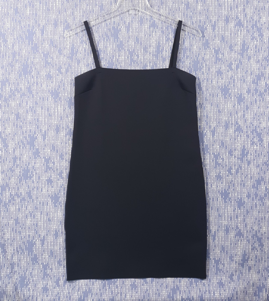 Helmut Lang Spaghetti Strap Square Neck Dress Womens Size Large Navy Made In USA