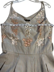 Giorgia & Johns Italy Embroidered Striped Cotton Sundress Beige White Size M
