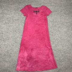 Vintage Dagoli Short Sleeve Maxi Dress Dragon Fly Made in Canada Tie Dye Pink Sm