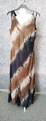 22, Ann Harvey, Brown, Black, Grey Tie Dye Print Sleeveless Long Dress, Slip On
