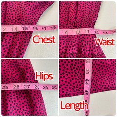 Albert Nipon Vintage Silk Pink Black Polka Dot Bow Tie Midi Shirtdress 2