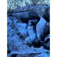 Navy Blue Lace Dress 3/4 Sleeve V Neck Cocktail Party Special Occasion