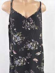 Torrid Nightfall Double Slit Lace Back Black Floral Maxi Dress 6X Purple Blue