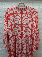 New Boden Nell Kimono Midi Jersey Dress Bright Cherry Ornate Sz 12R