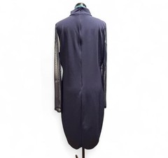 Fashion Nova Women’s Navy Mock Neck Mesh Long Sleeve Sheath Midi Dress 2XL