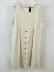 D&CO Size 1XP Beige & White striped Women Shift Ribbed Stretch Knit Dress