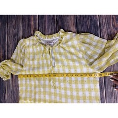 Nanette Lepore Chiffon Midi Dress Womens Sz 12 Yellow White Gingham Cottagecore
