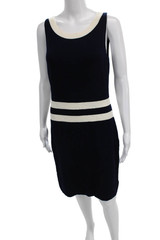 St. John Collection Womens Sheath Wool Blue Knee Length Scoop Neck Zip Size 4