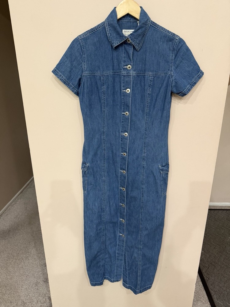 Preview International Denim Midi Button Down Dress Womens Size 4 Petite Western