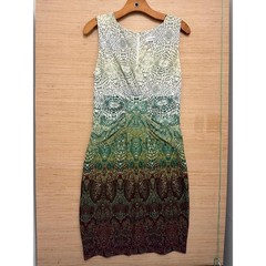 Calvin Klein Womens Green Ombre Snakeskin Ruched Sheath Dress Size 6 CD4X1A56