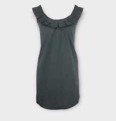 Fei Anthropologie Women’s Dress Size 2 Carambola Ruffle Pleated Shift Grey