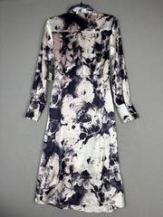 Worthington Shirt Dress Womens XS Multicolor Floral Satin Wrap Midi Tie Waist