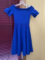 Ted Baker Criptum Bardot Frill Knitted Skater Dress Ted Size 0 Royal Blue US 0-2