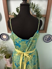 Classic Feminine Jessica Howard Fit & Flare Turquoise/Lime Green Dress Size 12
