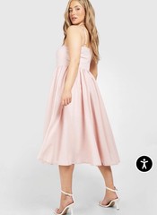 Boohoo Plus Size 20 Pink Solid Midi Sundress Sweetheart Spaghetti Straps