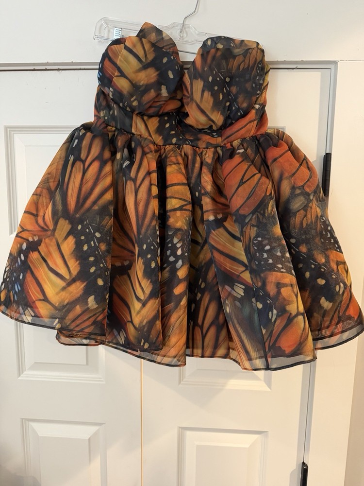 Selkie The Monarchy Blue Moon Puff Mini Dress Size L NWOT Original $325