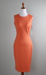 CALVIN KLEIN NWT $89 Solid Orange Scuba Neoprene Stretch Sheath Dress Size 4