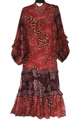 FARM RIO CHIFFON MULTI MIX LONG SLEEVE V NECK MAXI DRESS XS REG $315 NWT