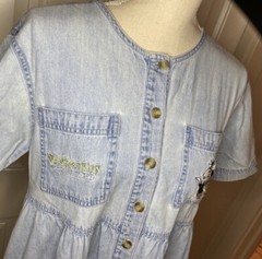 Vintage Warner Brothers Looney Tunes Denim Maxi Dress Sylvester & Tweety 4