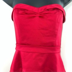 BCBGMaxAzria Deep Red Strapless Sweetheart Neckline Pleated Skirt on Dress-Sz 6