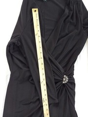 Lauren Ralph Lauren Dress 6 Black Pleated Rupples A Line V Neck
