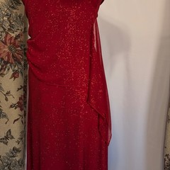 Speechless Red Glitter Halter Dress Handkerchief Hem Shimmer Prom Party Size 7