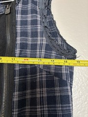 Desigual Plaid Patchwork Sleeveless A-Line Dress Size M Blue/Black Zip Pockets