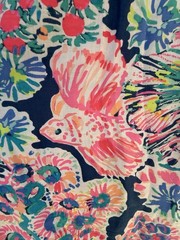 Lilly Pulitzer Willa Tunic Dress L Indigo Gypsea 100% Rayon Tassel Cover Up
