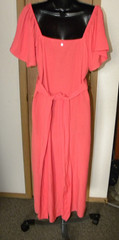 New Roxy Bungalow Bliss Solid-Color Tie-Back Midi Dress Sugar Coral Size Large