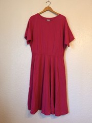 Aries Taurus Vintage Dress Medium Magenta Pink Cotton Oversized Batwing Sleeve