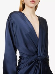 Christopher Esber TRIQUETRA Twist Cut-Out Silk Satin Maxi Floor Dress, AU8/ US 4