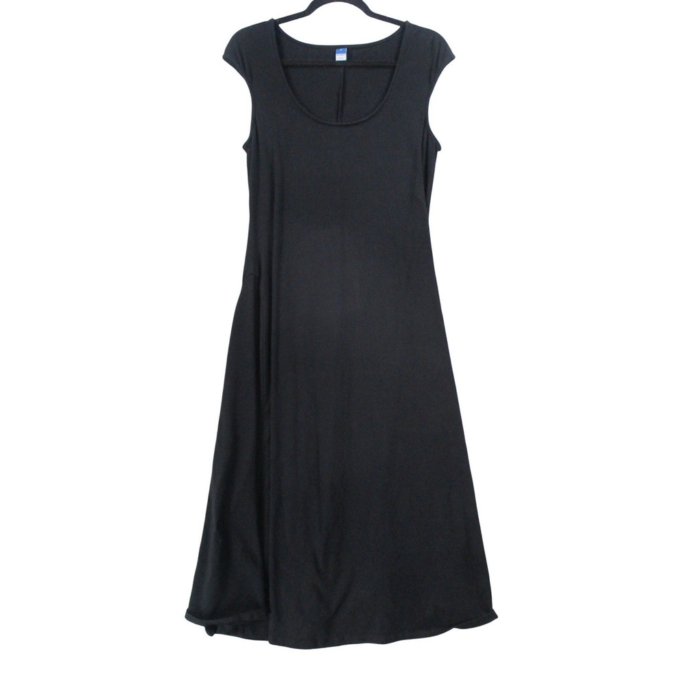 Old Navy Womens Black Cotton Blend Cap Sleeve Scoop Neck Midi Dress Size M