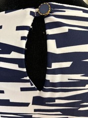 Britt Navy Blue White Catalina cloth knit Dress XS 3/4 slv button back neck New